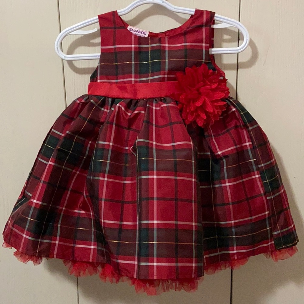 Blueberi Boulevard Red & Green Plaid Holiday Dress